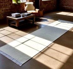 Handmade White Cotton Minimalist Dhurrie For Living Room